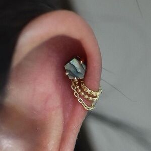 Limited edition Modern Mood threadless abalone pentagon in yellow gold